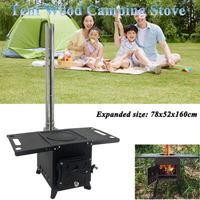 #ad #ad Portable Wood Camping Stove with Chimney Pipes Outdoor Picnic Tent Heating Stove $87.00