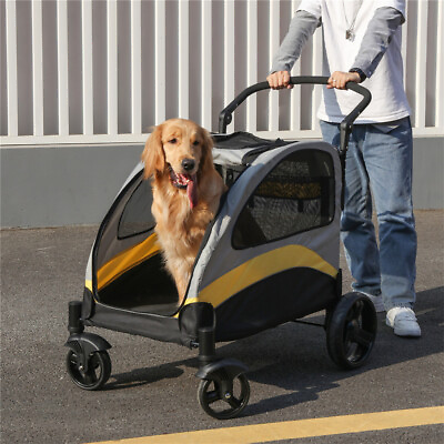 #ad Foldable XX Large Dog Pet Mobile Stroller Pram Carriage Jogger Holds up to 121lb $109.90