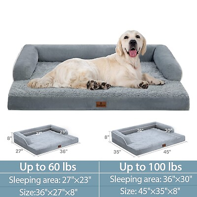 #ad Orthopedic Dog Beds Memory Foam Dog Couch Bolster Pet Bed for Extra Large Dogs $35.99