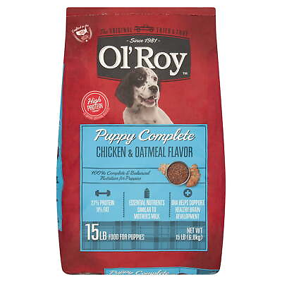 #ad Ol#x27; Roy Puppy Complete Chicken amp; Oatmeal Flavor Dry Dog Food for Puppies 15 lbs $16.92