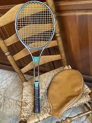 #ad VNTG 70#x27;s Wilson Jimmy Connors C 1 Tennis Racket w Cover RARE Made USAp $49.95