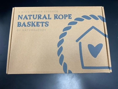 #ad New In Box Natural Cozy 5 Piece Rectangle Storage Basket Set $24.50