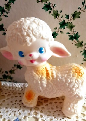 #ad #ad 1950s Vtg Style Squeaky Lg Rubber Lamb Cute Repro Sun Rubber Toy Great Easter🎁 $9.99