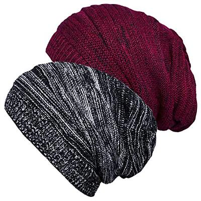 #ad 2 Pack Winter Slouchy Beanie Hat for Women amp; Men Knit Soft Cozy Oversized Wa... $27.94