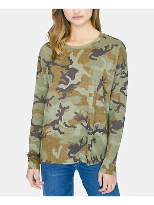 #ad SANCTUARY Womens Green Camouflage Long Sleeve Jewel Neck Top Juniors XS $8.99