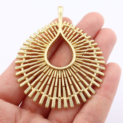 #ad 2 Matte Gold Boho Large Water Drop Teardrop Charms Pendants for Necklace Making GBP 4.99