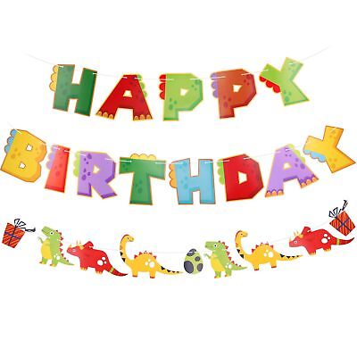 #ad Dinosaur Happy Birthday BannerDinosaur BannerDinosaur Birthday Decorations ... $14.75