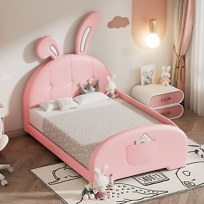 #ad Twin Size Rabbit Shape Upholstered Princess Bed with Headboard amp; Footboard $293.94