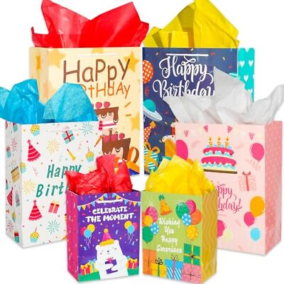 #ad Gift Bag with Tissue Paper and Handle 12 Pcs Gift Bags Assortment4 Medium 9quot; ... $27.29