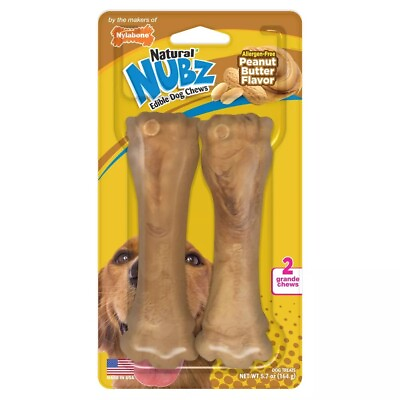#ad Nylabone Natural Nubz Grande Edible Peanut Butter Flavor Dog Chew Treats 2 Count $18.37