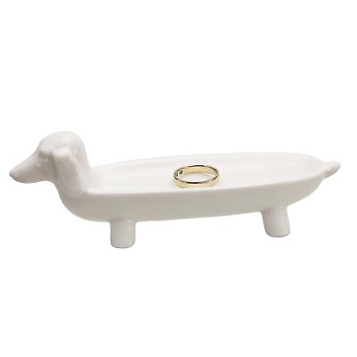 #ad Elongated White Ceramic Dog Dish $29.75