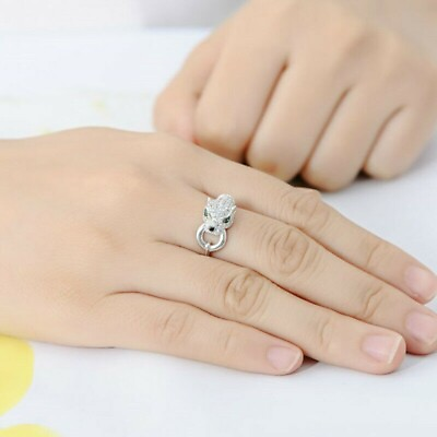 #ad Women Leopard Love Ring 14K White Gold Lab Created Round Cut White Diamond VVS1 $288.00