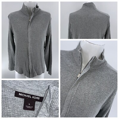 #ad Michael Kors Full Zip Jacket L Men Gray 100% Cotton Flawless Mint YGI N4 69 $28.99