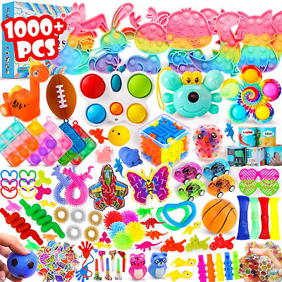 #ad 1000Pcs Fidget Toys Pack Bulk Party Favors for Kids Stocking Stuffers Box Bag $34.93