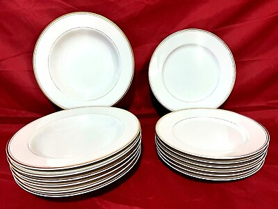 #ad Mikasa Ivory Trousdale L2801 14 Piece Lot Of 7 Each Salad Plates amp; Soup Bowls $74.95