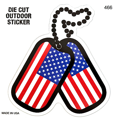 #ad USA Flag Dog Tags...Military..2nd Amendment. Truck Decals Sticker 4 Pack #466 $4.95