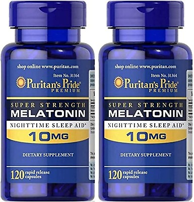 #ad Puritans Pride Super Strength Rapid Release Melatonin 120 Count Pack of 2 NEW $17.95