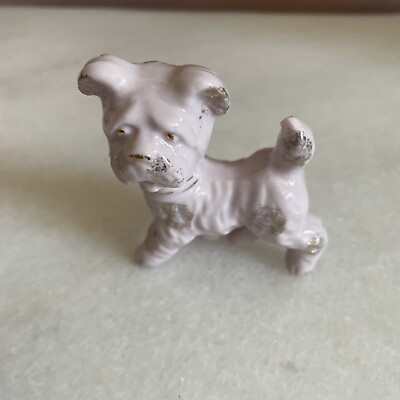 #ad Vintage Japan Pink Porcelain Dog Terrier Miniature $11.95