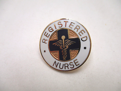 #ad Registered Nurse Lapel Pin Back RN Uniform Round Nice Condition Hospital Nursing $8.99