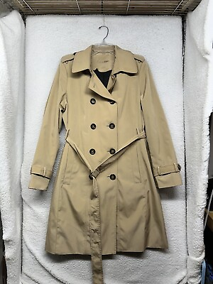 #ad Calvin Klein Trench Coat Womens M Medium Beige Belted Lined Pockets $39.99