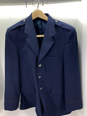 #ad USAF Air Force Officer Service Dress Coat Jacket Men 41L Blue 3 Button Uniform $49.95
