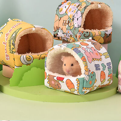 #ad Squirrel House Cartoon Pattern Pet Bed Cozy Hamster Nest Guinea Pig Hideout $8.67