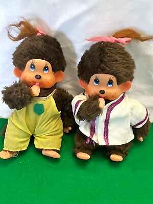 #ad Vintage 70s Pair Monchhichi Thumb Sucking Plush Bear Dolls Jolly Plush Toy Co. A $24.99