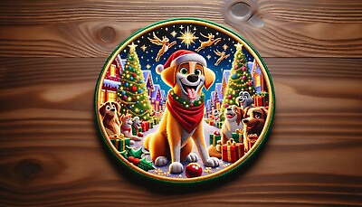 #ad Puppy Dog Patch Iron on Applique Clothing Canine K9 Christmas Badge Gift $32.00