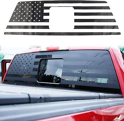 #ad American Flag Rear Window Decor Sticker Decal for Ford F150 2015 Carbon Fiber $27.99