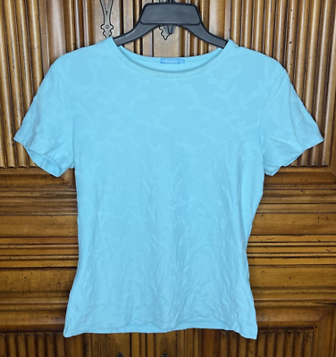 #ad J McLaughlin Womens Top Medium Blue Coral Pattern Embossed Catalina Cloth $34.97