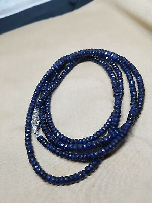 #ad Blue Sapphire rondelles 925 sterling silver Necklace Bracelet jewelry gift A2 $29.22