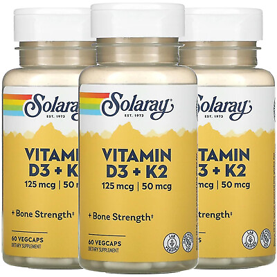#ad Solaray 3 Pack Vitamin D3 K2 Soy Free 60 VegCaps $30.22