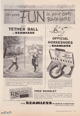 #ad 1959 Tether Ball amp; Horseshoes Seamless Rubber print ad $7.99