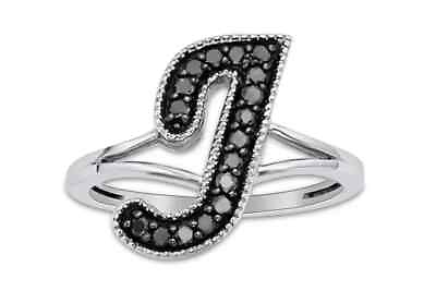 #ad 2 Ct Round Cut Simulated Diamond Initial Alphabet quot;Jquot; Ring 14K White Gold Plated $114.53