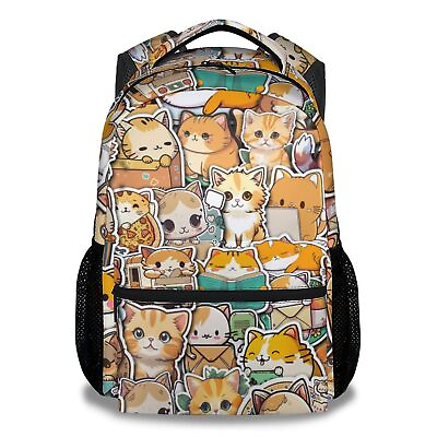 #ad Cat Girls Backpack for School 16 Inch Yellow Backpacks for Kids Cute Lightwei... $44.75