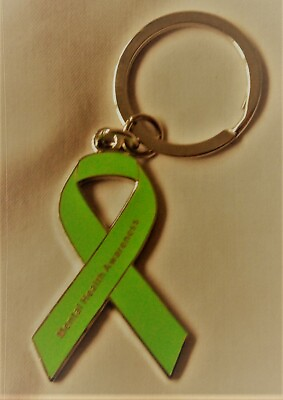 #ad ***NEW*** Mental Health Awareness enamel green ribbon keyring. Depression Mind. GBP 4.99