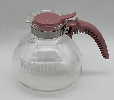 #ad Vintage Gemco PINK The Whistler Glass 8 Cup Coffee Tea Pot Carafe $27.95