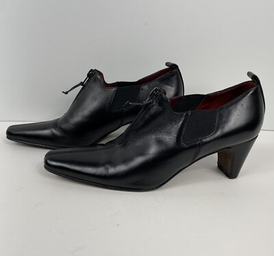 #ad Vintage Donald J Pliner Women’s Black Leather Zipper Ankle Bootie Shoes Size 7.5 $44.95