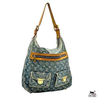 #ad Louis Vuitton Monogram Denim Baggy GM Shoulder Bag Blue LV Authentic M95048 $1080.00