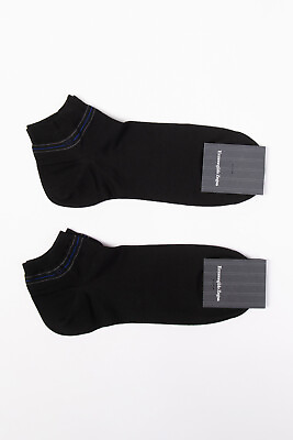#ad RRP€66 ZEGNA 2 PACK Sneakers Socks One Size Coated Logo Made in Italy $39.94