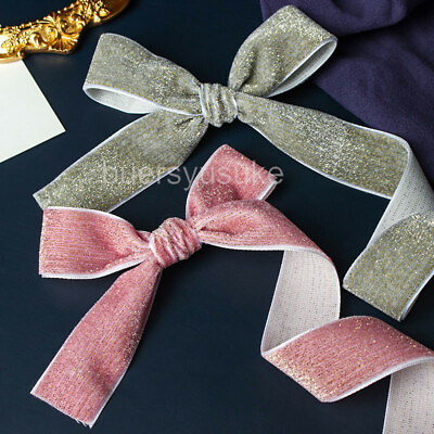 #ad Sparkle Glitter Velvet Ribbon Xmas Gift Decor 1cm 2.5cm Widths 10 Yards $7.63