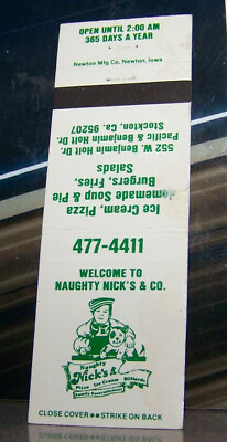 #ad Vintage Matchbook Cover A3 California Stockton Naughty Nick#x27;s Ice Cream Pizza $29.99