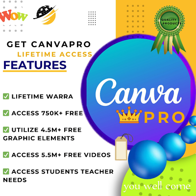 #ad Life Time Canva Premium Full Access To all paid tools and template . $2.50