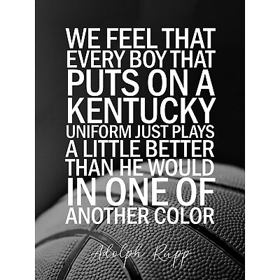#ad Quote Basketball Coach Adolph Rupp Kentucky Uniform Plays Harder Large Art 18X24 $18.99