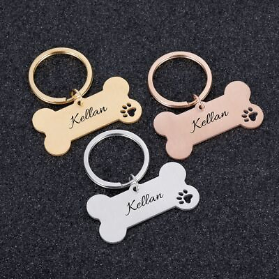 #ad Pet Collar ID Tag Engraved Name Dog Puppy Pendant Dogs Bone Cat Personalized Us $9.99