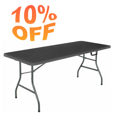#ad 6 Foot Centerfold Folding Table Black $49.95
