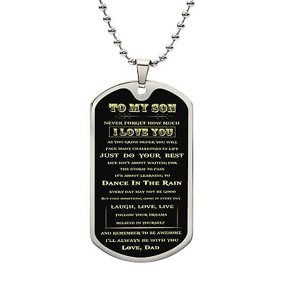 #ad Son Dog Tag Dad Giving Son Just Do Your Best Dog Tag Necklace Custom Engraving $35.33