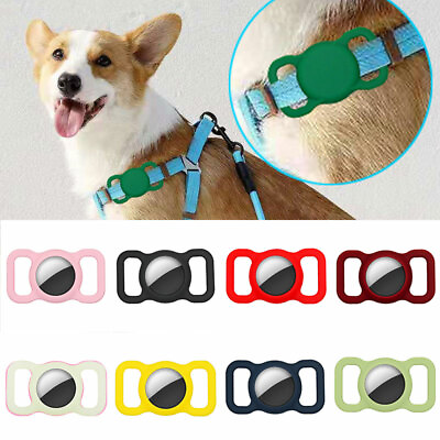 #ad Dog Cat Collar 4 Airtag Pet Case Silicone Apple Air Tag Tracker Protective Cover $0.99
