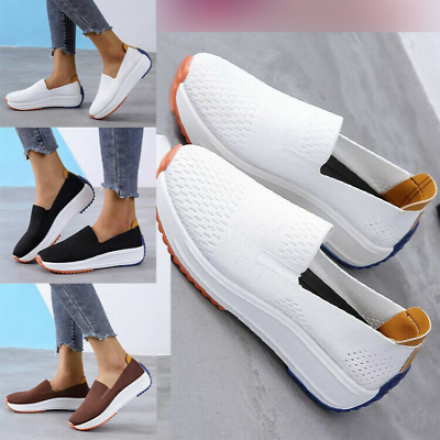 #ad Ladies Get Fit Go Walking Slip On Gym Fitness Memory Foam Trainers Shoes Size $22.55