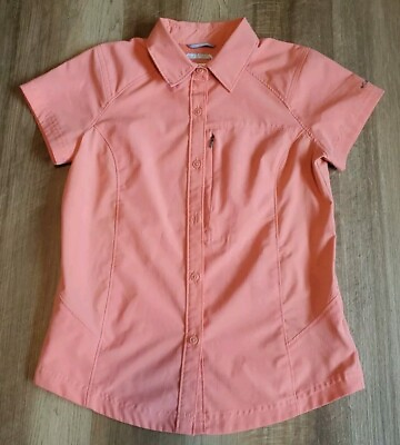 #ad Columbia Omni Shade Short Sleeve Shirt Womens Size Small Pink Salmon Vented Top $15.19